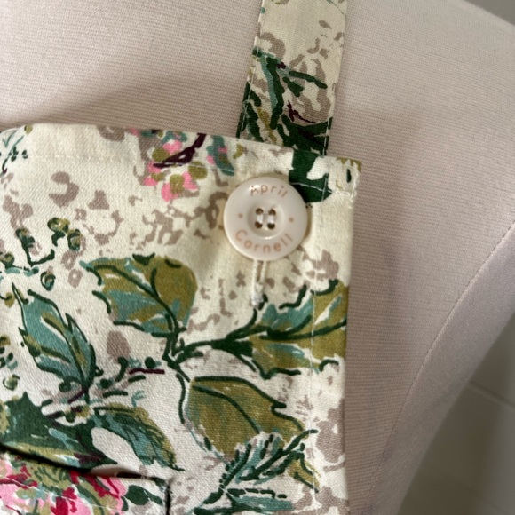 April Cornell Merry Vintage Christmas apron rose floral Holiday - Picture 3 of 10
